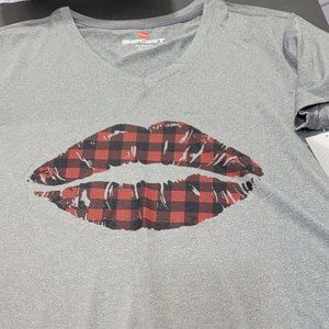 NWT Womans Plaid Lip T Shirt XXL